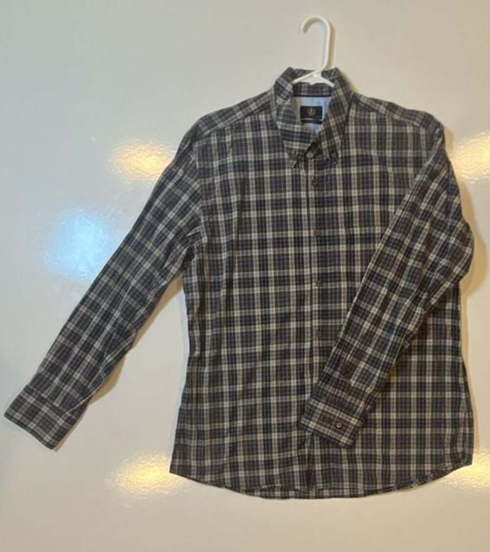 Saltaire Men's Plaid Button-Down Long Sleeve Shirt, Extra Large